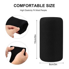 Sweatband Wrist, Pack of 4 Elastic Sweatbands, Sports Sweatbands, Fitness Arm Sports Wristbands for Men, Women, Football, Basketball, Tennis, Gymnastics - Black