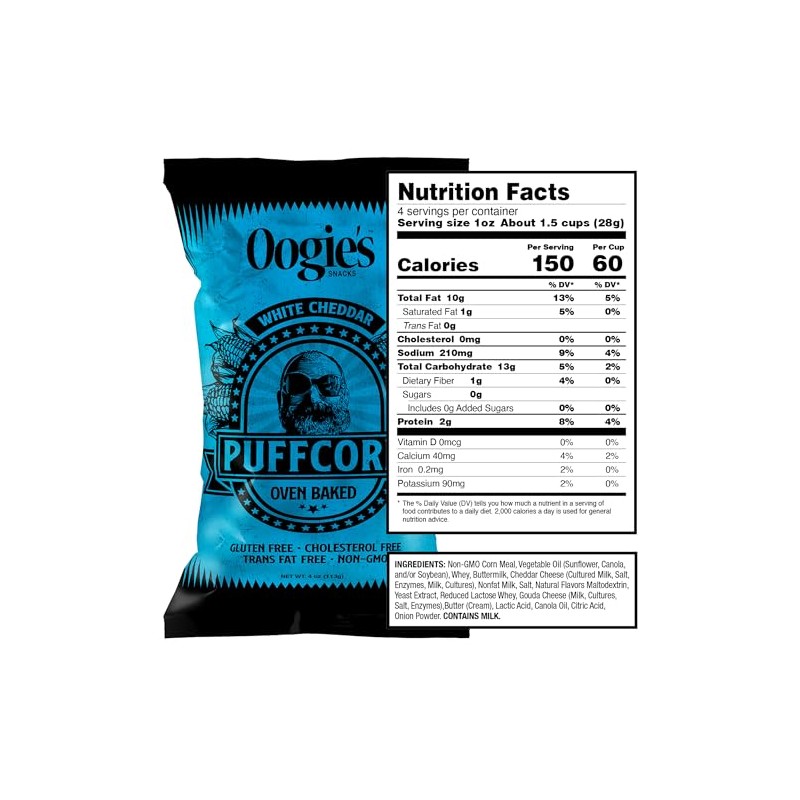 Oogie's Gourmet Puffcorn | 4 Pack | White Cheddar Flavor