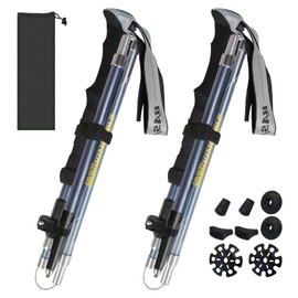 Zentiva Hiking Poles Nordic Walking Poles Women and Men, Foldable Hiking Poles Telescopic 110-135 cm, Ultralight Aluminium Trekking Poles, Clamp Closure with 4 Pairs of Rubber Buffers (Light Blue)