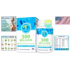 Gifinary 300 Billion CFU Probiotics: 24 Strains + 15 Organic Herbs for Wellness