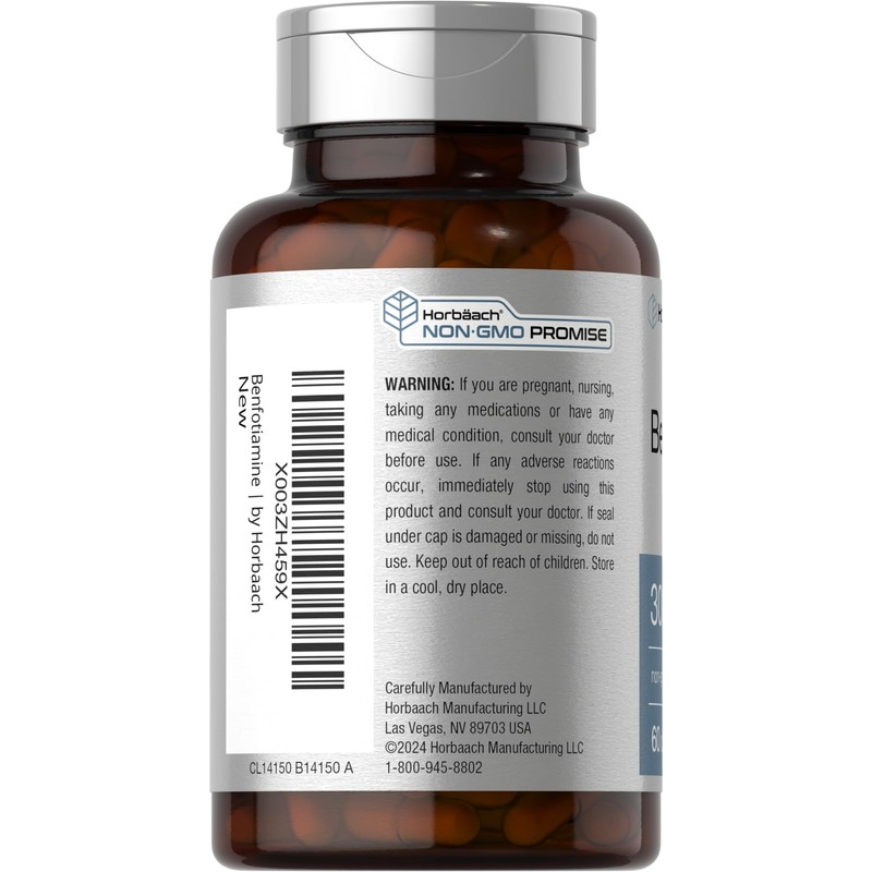 Horbaach Benfotiamine 300mg | 60 Capsules | Vitamin B1 Thiamine