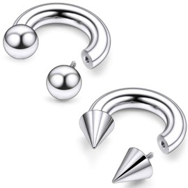 Goerhsjie F136 Titanium 2g Septum Ring Prince Albert Jewelry for Men 2 Gauge Earrings 12mm PA Spike Horseshoe Piercing Internally Threaded for Women Men