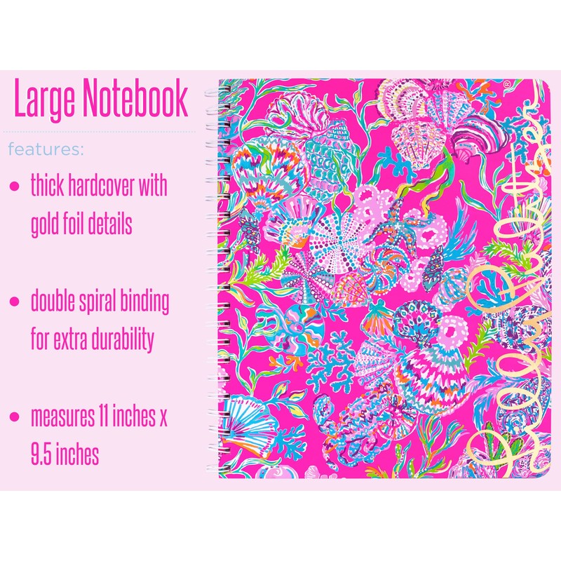 Lilly Pulitzer Large Pink Hardcover Spiral Notebook, 11" x 9.5"