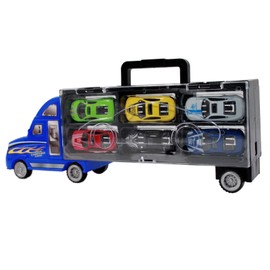 ECCRIS Friction Powered Transport Carrier Truck Toy Car with 6 Die Cast Vehicles Racing Car