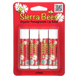 Sierra Bees, Organic Lip Balm, Pomegranate, 4 Pack, 0.15 Oz Each