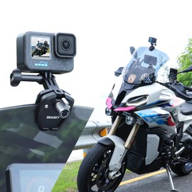 SEASKY M1 Motorcycle Motorbike Windscreen Clamp Mount Accessories for Gopro Hero 12 11 10 9 8 7 DJI Action 4 3 2 Compatible with insta360 X4 X3 X2 X RS Sports Action Camera Aluminum Alloy