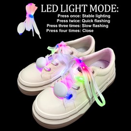 LED Light Up Shoe Laces, Color Flashing Shoelaces Neon Laces for Night Running Cycling, Disco Hip Hop Dance Party