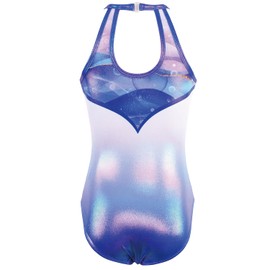 JOYSTREAM Gymnastics Leotards for Girls With Shorts Sparkly Ballet Dance Clasp Back Activewear Royalblue Necklace,4-5Years