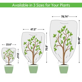 Bonviee 4 Packs Plant Covers Freeze Protection-47.24”×70.86” Large Tree Covers Frost Protection Blankets for Plants, Reusable Shrub Jakets Covers for Winter, with Drawstring & Zipper