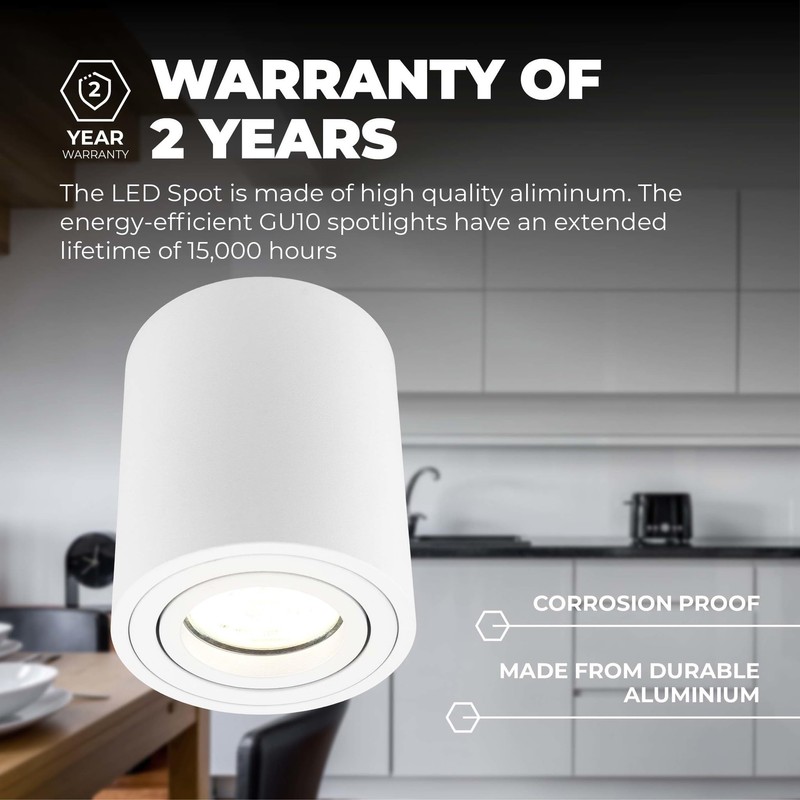 Ledvion - LED surface-mounted spotlights, round, dimmable, 5 W, 4000