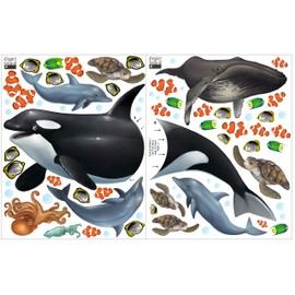 Ocean Wall Stickers ~Under Water Sea Wall Decals (29) Peel & Stick for Kids Room Walls