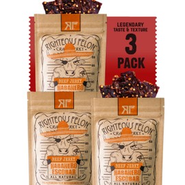 Righteous Felon Beef Jerky - Habanero Escobar Flavor - All-Natural - Locally Sourced & Dried Beef Jerky - Low-Sugar, High-Protein, Healthy Snacks - 2 Ounces, Pack of 3