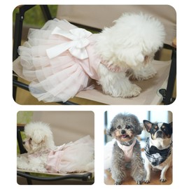 Dog Dress Wedding Outfits, Lace Tutu Strappy Princess Skirt for Female Puppy Small Medium Dogs Girl Cats Costume (Strappy Dress, X-Small)