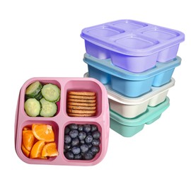 MEEYUU 5 PCS Bento Snack Containers, 4 Compartments Bento Snack Box, Reusable Meal Prep Lunch Containers for Kids Adults, Divided Food Storage Containers for School Work Travel (5 Colors)