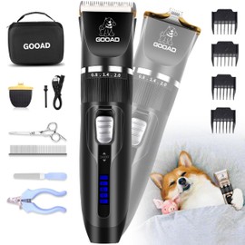 Gooad Dog Clippers Grooming Kit and Paw Trimmer,Cordless,Low Noise, Electric Quiet,Rechargeable, Dog Trimmer Grooming, Pet Hair Clippers for Thick Coats,Shaver for Small and Large Dogs Cats(Black)