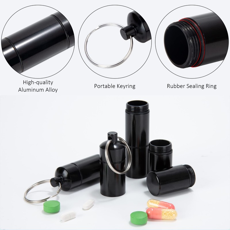 Pill Box Portable Pill Box with Key Ring 3 Compartments