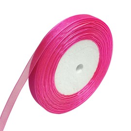 Chenkou Craft Solid Organza Ribbon 1/2" Hot-Pink 1 Roll 50 Yards Craft Bow Party Decoration Packing Ribbons (Hot Pink, 1/2"(12mm))
