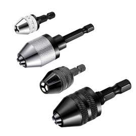 4Pcs Drill Chuck Adapter 1/4 Inch Hex, Drill Bit Adapter Converter for Impact Driver, Quick Change Mini Keyless Impact Drill Chuck Adapter in 0.3-6.5 mm, 0.3-3.6 mm for Tool Attachment