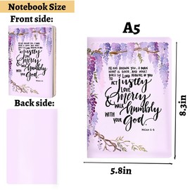 Christian Purple Hard Shell Journal Notebook, Bible Gifts for Women, College Ruled Notebook, Inspirational Hardcover Notebooks, Journals for Writing Planner Note Taking 200 Sheets (5.8 x 8.3)