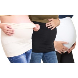 Maddie Moo - Bandas para vientre y extensores de camiseta sin costuras para maternidad y posparto, de algodón, talla XXL, color marrón claro, negro y blanco, paquete de 3