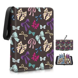 400-Card Trading Binder with 50 Removable Sleeves - Waterproof Storage for Standard Size Cards, Portable Collector Display Case (beautiful bows）