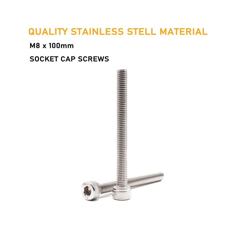 binifiMux 6pcs M8 x 100mm Full Thread 304 Stainless Steel