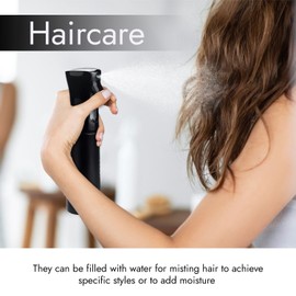 VIGOR PATH Continuous Spray Bottle with Ultra Fine Mist - Versatile Water Sprayer for Hair, Home Cleaning, Salons, Plants, Aromatherapy, and More - Empty Hair Spray Bottle - 300ml/10.1oz (Black)