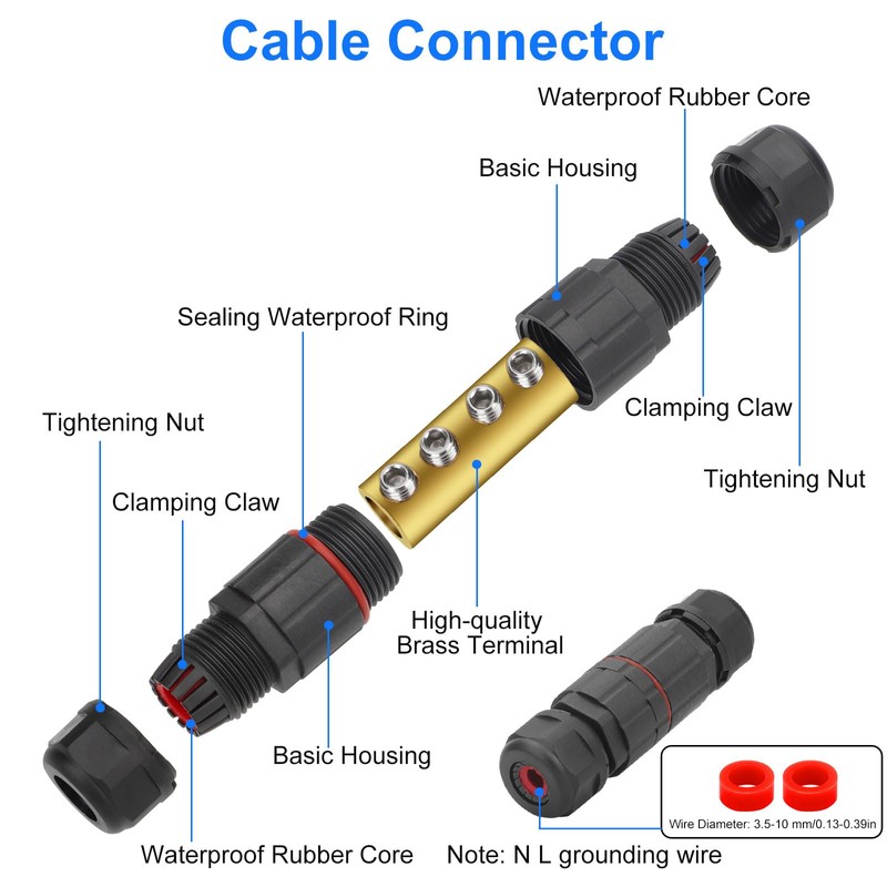 Linkstyle 5PCS IP68 Waterproof Junction Box, Electrical Cable Wire Connectors,