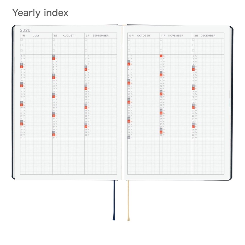 Hobonichi Techo HON A5 2026 - Slash (Navy) (English, January