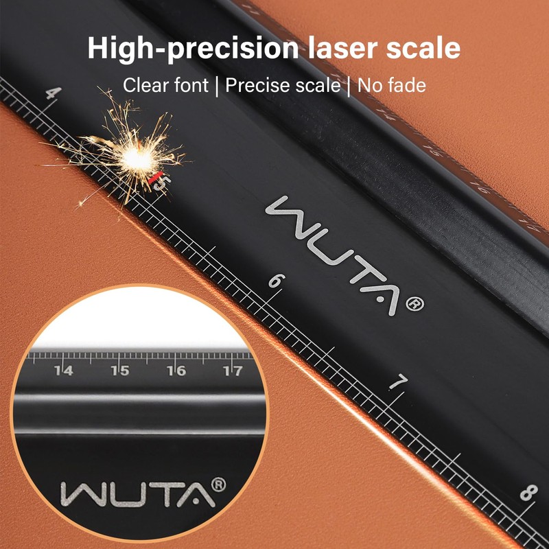 WUTA Aluminum Ruler, 11.8 inches (30 cm), Aluminum Scale Ruler,