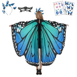 ENYACOS Butterfly Costume Women's Set of 4 with Butterfly Wings, Butterfly Tattoo, Headband and Venetian Mask, Carnival Costume Women, Carnival Costumes Women (A)