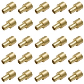 SharkBite 1/2 Inch Crimp Female Sweat Adapter, Pack of 25, Brass Plumbing Fitting, PEX Pipe, PE-RT, UC600LF