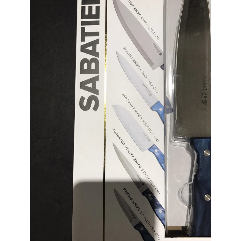 Sabatier 5 piece Cutlery set Ergonomic design Blue handles Stainless
