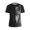 3D Pattern Print T-Shirt Black and White Wolf Design Breathable