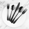 5PCS Stainless Steel Tableware with Round Edge Black Flatware Cutlery
