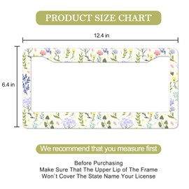 LIN KANG Colorful Floral Flower License Plate Frame Women Personalise Artistic Floral Aluminum License Plate Frames 2 Holes Rust-Proof Waterproof Car Decorative Tag Frames for Standard US 12x6Inch