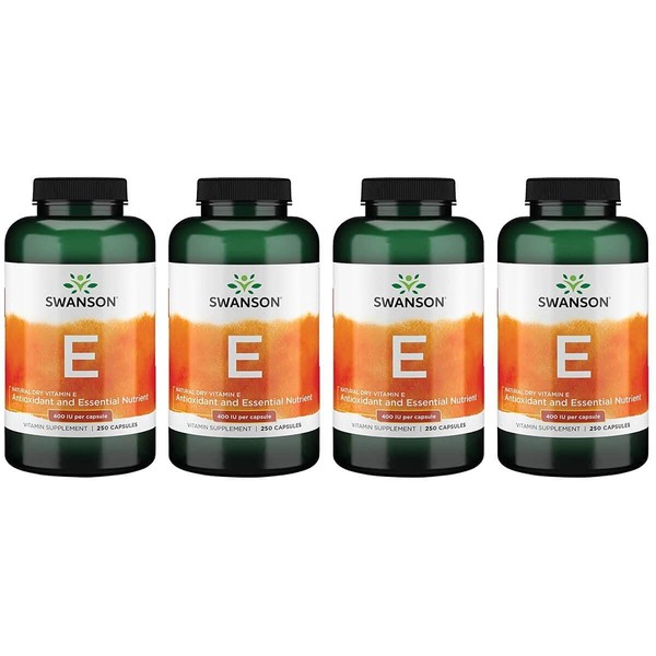 Swanson Natural Dry Vitamin E 400 Iu (180.2 Milligrams) 250 Capsules (4 Pack)
