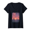 Womens Sunset Sailing - Ocean Adventure Art V-Neck T-Shirt