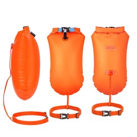 Swimming Buoy with Dry Bag 20 L, Swimming Buoy Triathlon, Triathlon Rescue Buoy, Inflatable Swimming Buoy for Swimmers and Triathletes Outdoors, Highly Visible Swimming Buoy.