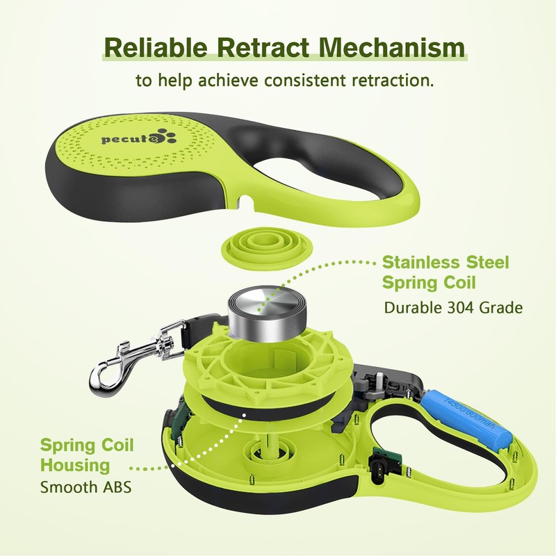 Pecute 16 ft Retractable Dog Leash with LED Light Rechargeable,