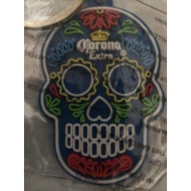 CORONA EXTRA  SUGAR SKULL DAY OF THE DEAD RUBBER KEYRING KEY TAG CHAIN CHARM