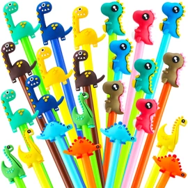 24 Pieces Cute Dinosaur Black Ink Pens Cartoon Writing Gel Ink Pens Animal Writing Fun Office Supplies Cute School Supplies Set for Writing Kawaii Dinosaur Stationery for Girls Teens Women Boys