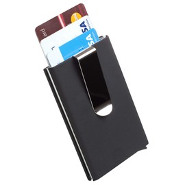 Tarjetero Metálico Timotech para Tarjetas de Crédito, Débito e Identificaciones con Bloqueo RFID [Color Negro]