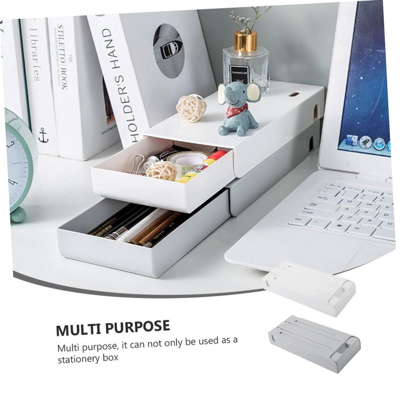 CAXUSD 2pcs Multi-purpose Desktop Storage Box Stackable Storage Drawer for
