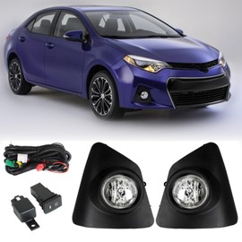 Fog Light Assembly Replacement for 2014-2016 Toyota Corolla S SE Clear Lens with Bulbs+Wiring Kit+Switch Driver and Passenger Side