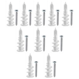 Anchor Screw Anchor Screws Set of 10 Plastic Anchors Hollow Wall Anchors Gypsum Board Wall Anchors Expansion Tubes Anti-Rotation Gypsum Board Screws Wall Board Anchors Drywall Anchors Construction