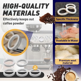 10 Pcs Felt Washer Replacement for Breville Espresso Machine Grinders - Compatible with BES870, BES878, BES880, BES980, BCG820 Models Wool Ring Accessories