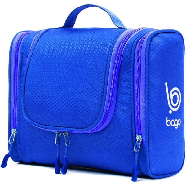 bago Travel Toiletry Bag for Women and Men - Large Waterproof Hanging Large Toiletry Bag for Bathroom and Travel Bag for Toiletries Organizer -Travel Makeup Bag (DarkBlue)