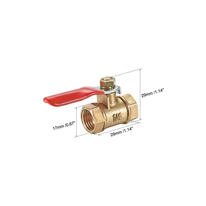 sourcing map Brass Air Ball Valve Shut-Off Switch 1/4 Inch