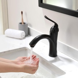 Oil Rubbed Bronze Bathroom Faucet Single Handle, Lava Odoro Antique Bronze Single Hole Bathroom Sink Faucet Brushed Bronze Vanity Faucet with Pop up Drain Assembly, Deck Plate Included, BF290-ORB